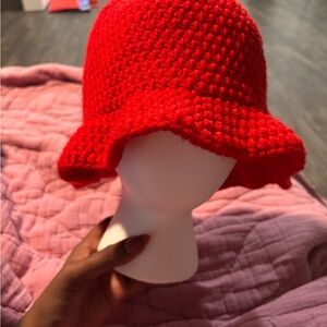 Red Crochet Bucket Hat